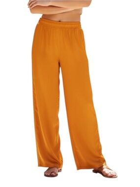 Bar‎ III Smocked-Waist Wide-Leg Pull-On Pants, Color Fruity Orange, Size PS